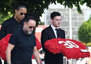 Friends, teammates, and family gather in Gondomar to honor Diogo Jota at his funeral service after the Portugal and Liverpool football star died in a tragic car crash.