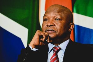 A photo of David Mabuza, former Deputy President of South Africa, delivering a speech during his term in office.