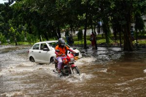 A submerged community in Adamawa State after flash floods swept through homes and roads in northeastern Nigeria.