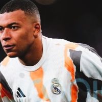 Kylian Mbappe in Real Madrid training gear during a practice session prior to the Club World Cup, now sidelined due to gastroenteritis.