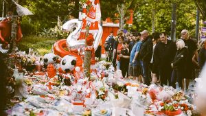 Mourners gather in Gondomar, Portugal, ahead of the Saturday funeral for footballers Diogo Jota and André Silva after their fatal car crash in Spain.