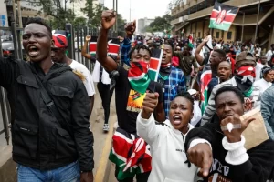 Kenyan protesters clash with police during recent anti-government demonstrations. President Ruto has ordered firm action against what he calls "anarchy."