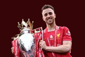Diogo Jota during a match for Liverpool before his tragic passing in a car accident.