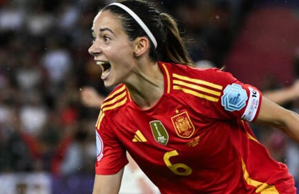Aitana Bonmati celebrates after scoring the winning goal against Germany in the Euro 2025 semi-final. Ask ChatGPT