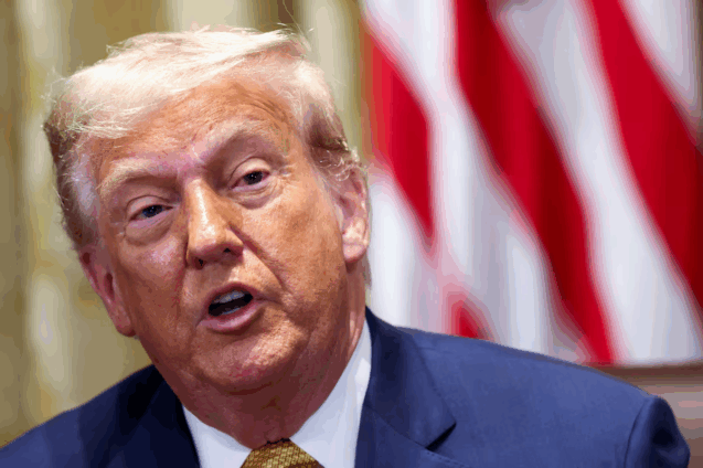 US President Donald Trump speaking at a press conference with NATO Secretary-General Mark Rutte in Washington.