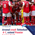 Arsenal Thrash Spurs 4–1 to Restore Five-Point Lead