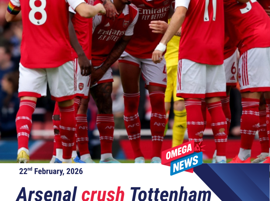 Arsenal crush Tottenham 4-1, extend Premier League lead.