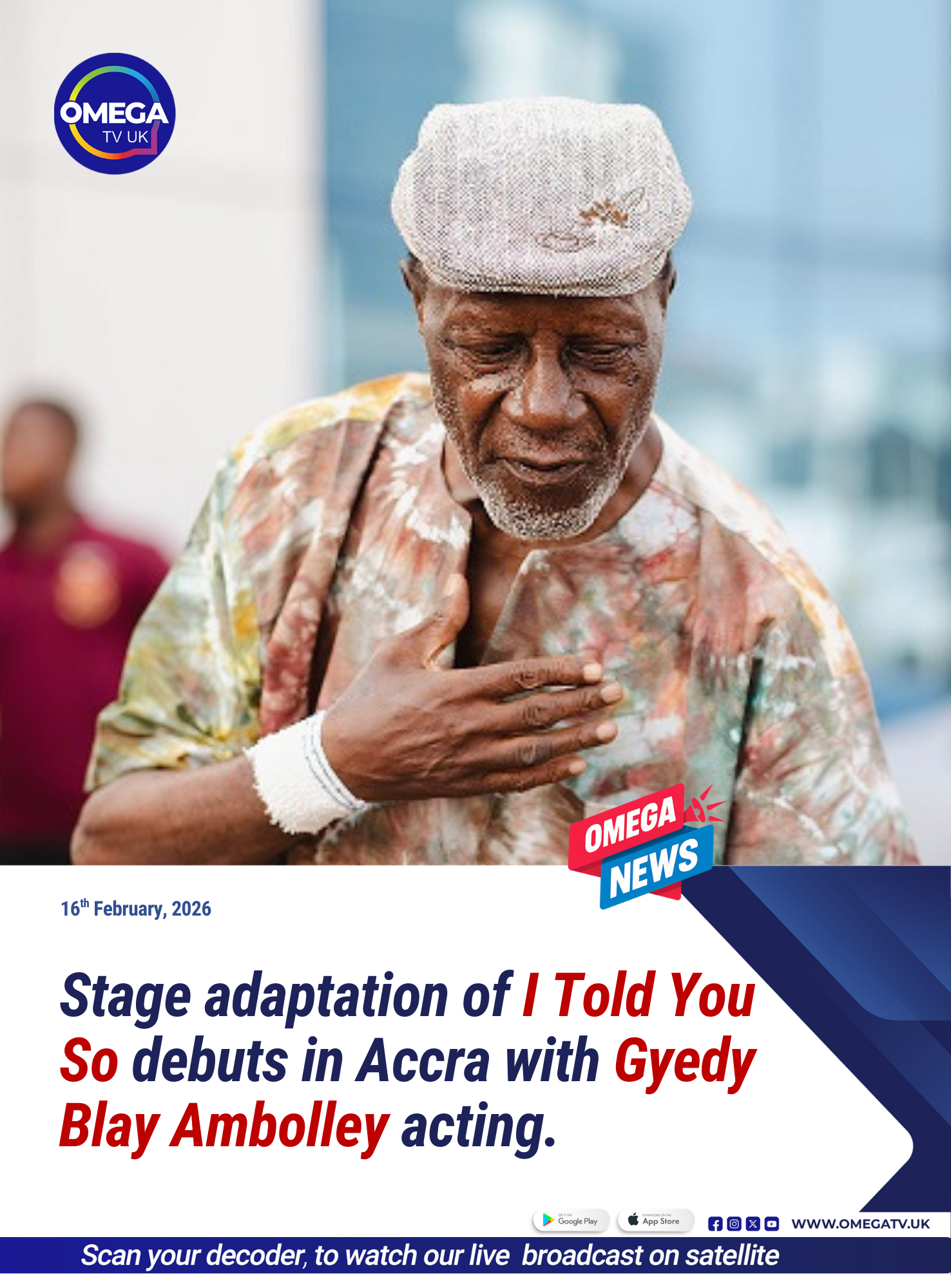 Fiifi Coleman revives classic play to honor Ghanaian heritage. Show runs March 5–8 at Accra’s National Theatre.