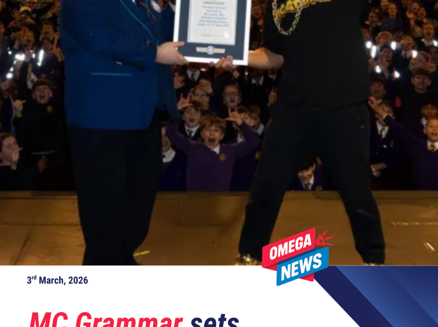 MC Grammar sets record with 859-pupil rap lesson.