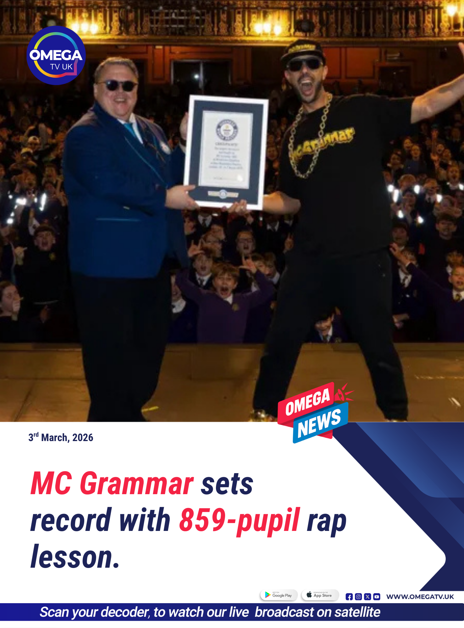 MC Grammar sets record with 859-pupil rap lesson.