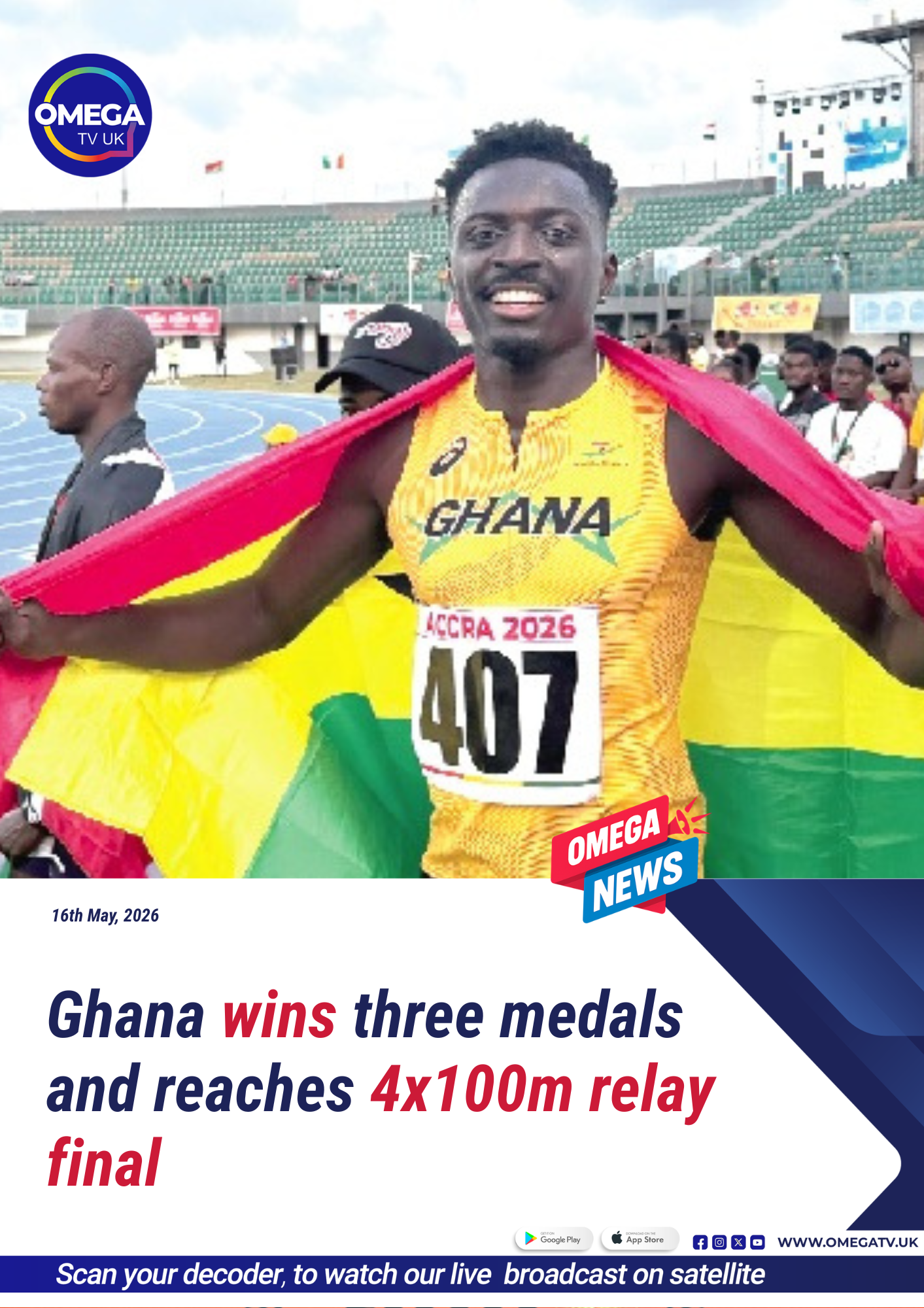 Ghana wins three medals and reaches 4x100m relay final