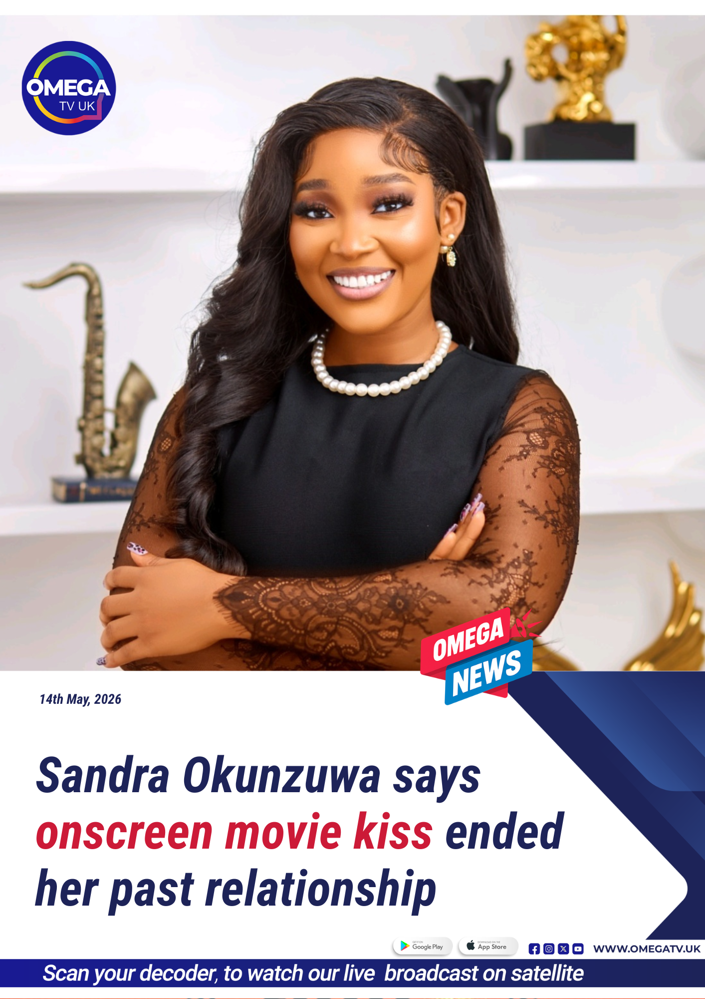 Sandra Okunzuwa says onscreen movie kiss ended her past relationship