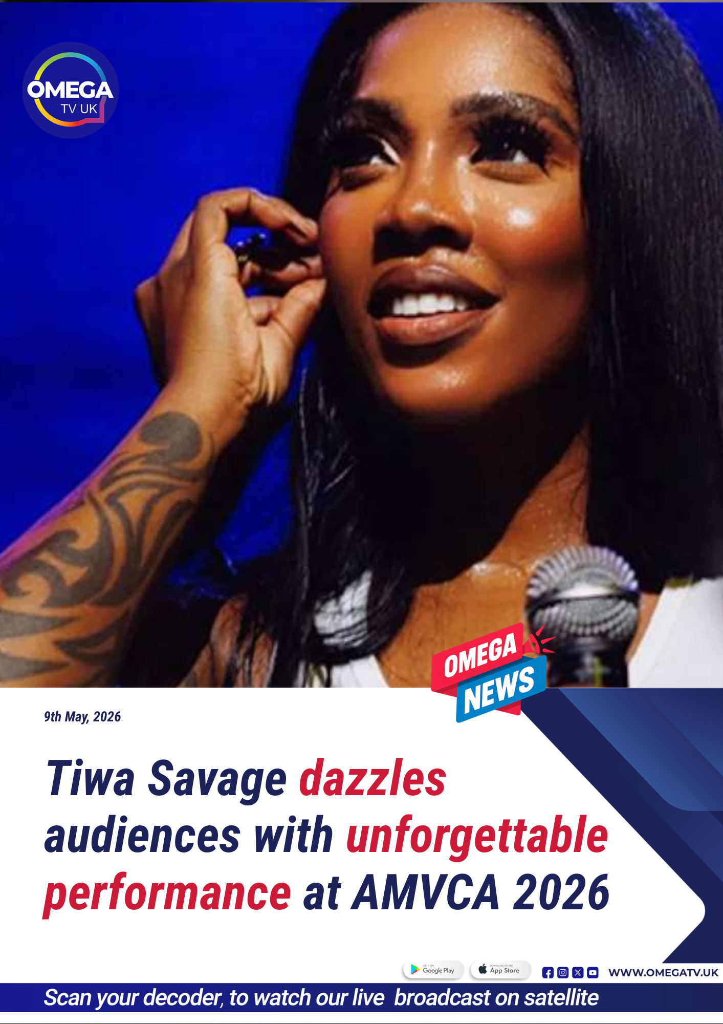 Tiwa Savage dazzles audiences with unforgettable performance at AMVCA 2026 awards ceremony