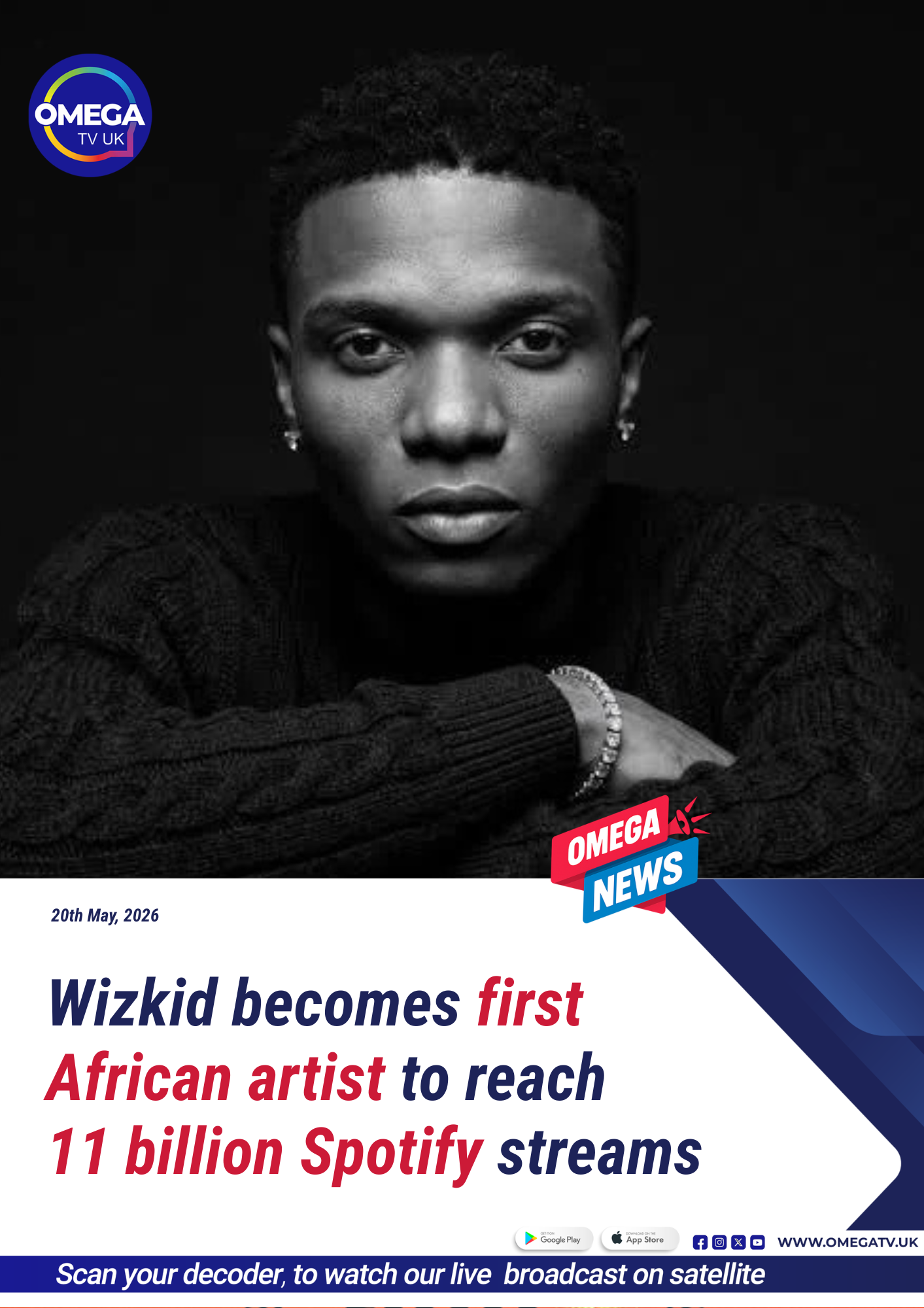 Nigerian Star Wizkid Achieves Historic 11 Billion Spotify Streams