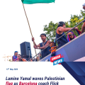 Yamal waves Palestinian flag as Barcelona coach Flick defends choice