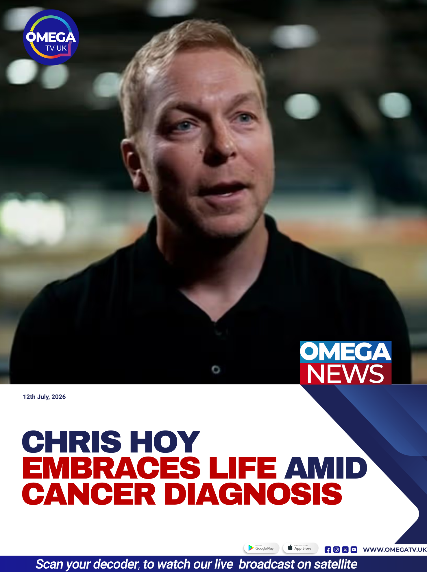 Sir Chris Hoy, six-time Olympic gold medallist cyclist, smiling during a public appearance while discussing his terminal cancer diagnosis and life journey.
