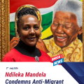 Ndileka Mandela Condemns Anti-Migrant Protests, Urges Rule of Law