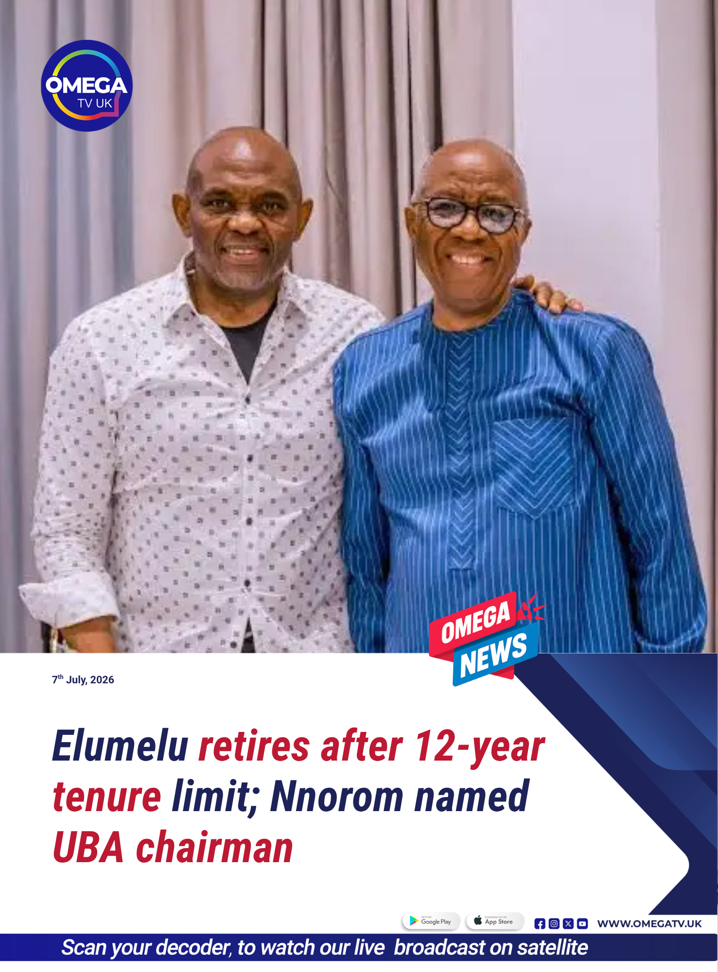 Elumelu retires after 12-year tenure limit; Nnorom named UBA chairman.