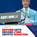 Reform receives record £36m donation from crypto billionaire