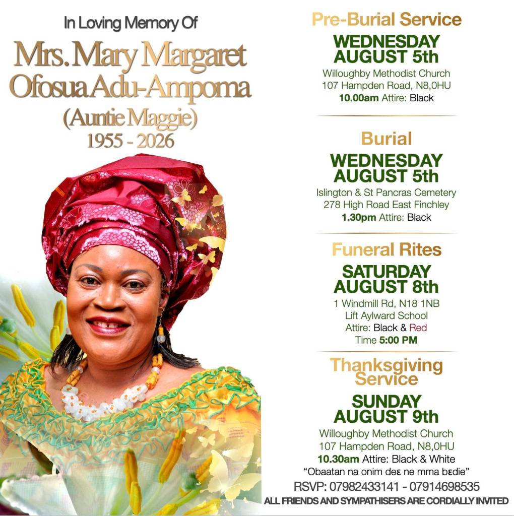Mrs Mary M. M.  O Adu-Ampoma funeral notice