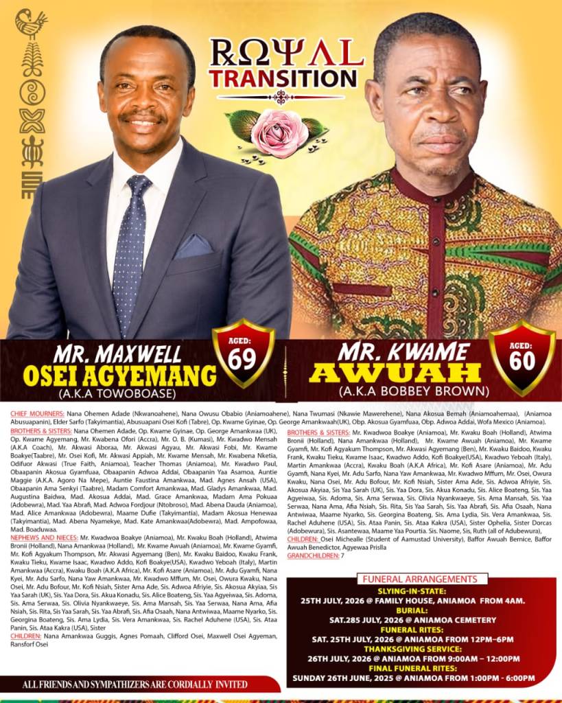 Maxwell and Agyemang funeral notice