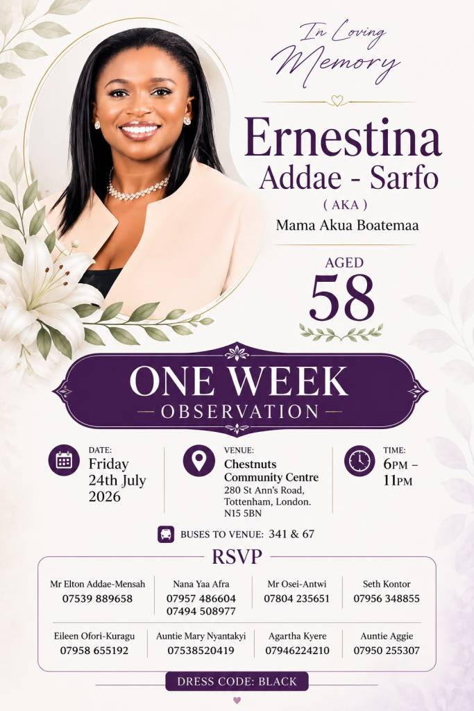 Ernestina Addae funeral notice