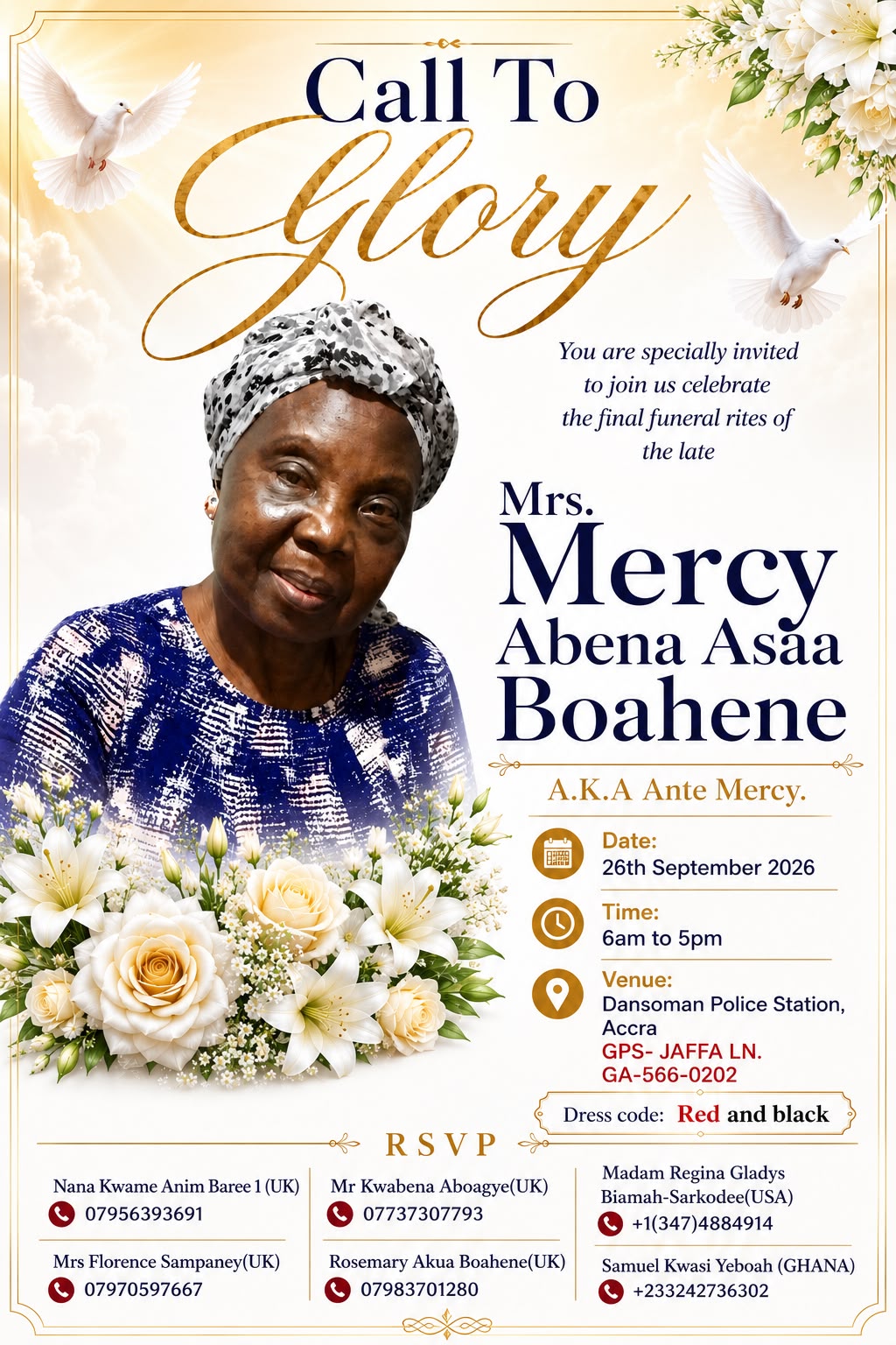 Mercy Abena Boahene funeral announcement