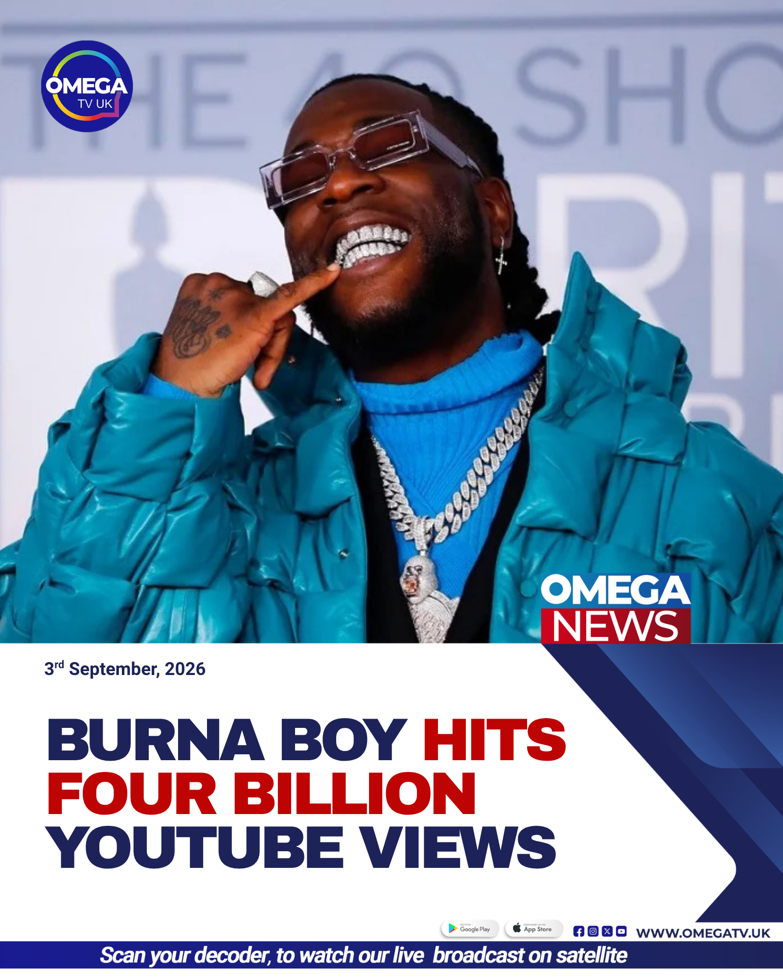 Burna Boy Hits Four Billion YouTube Views