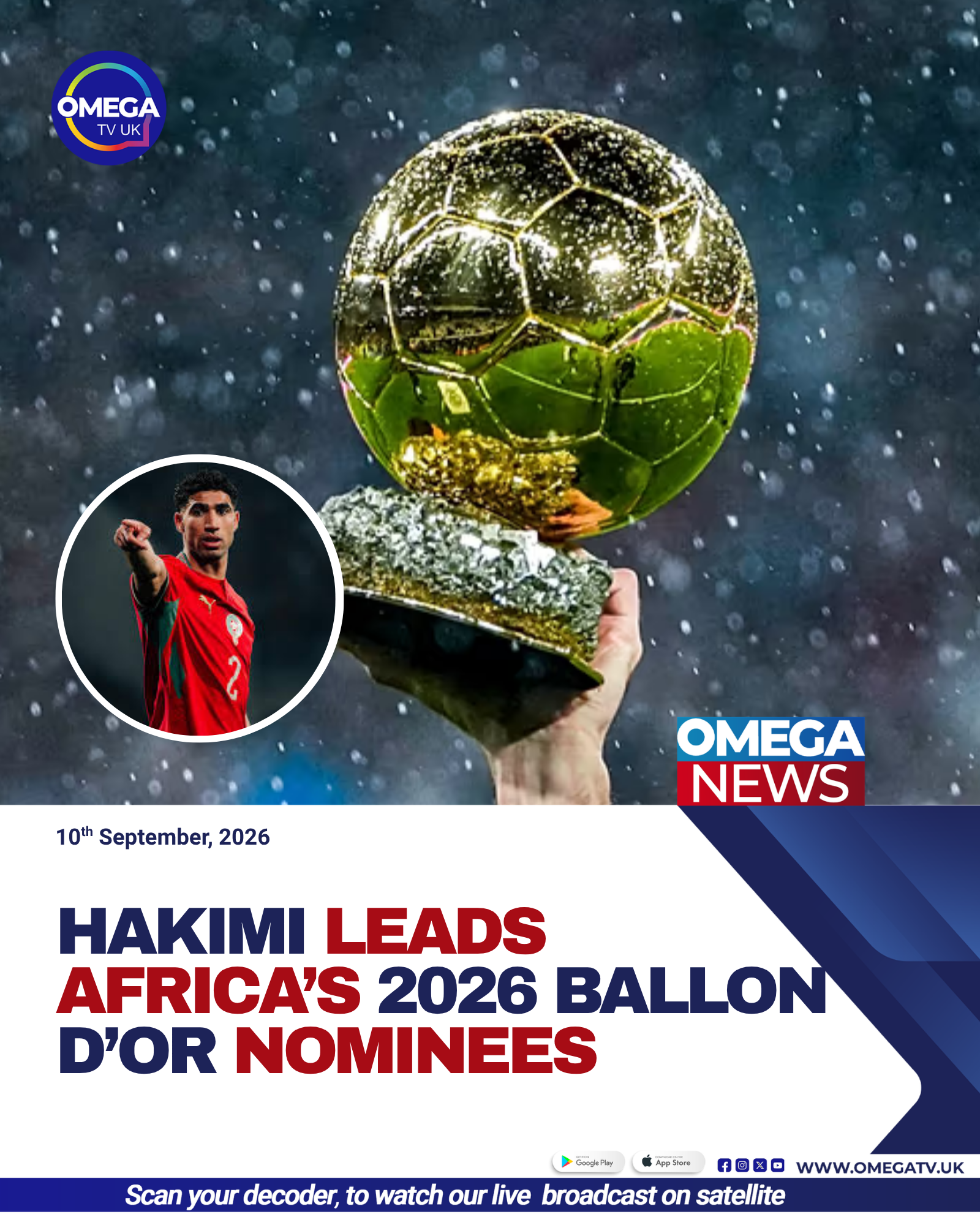 Hakimi Leads Africa’s 2026 Ballon d’Or Nominees