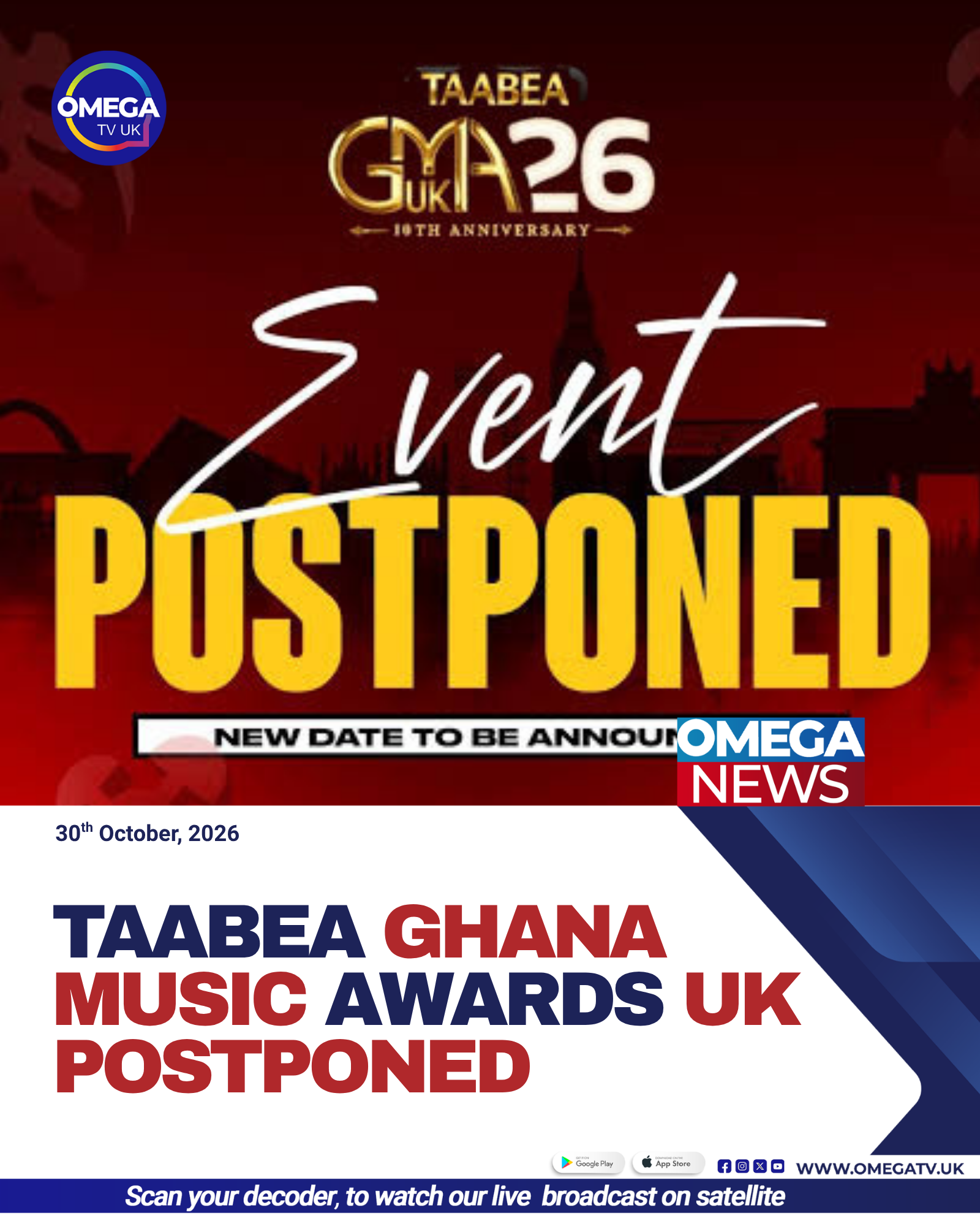 Taabea Ghana Music Awards UK Postponed