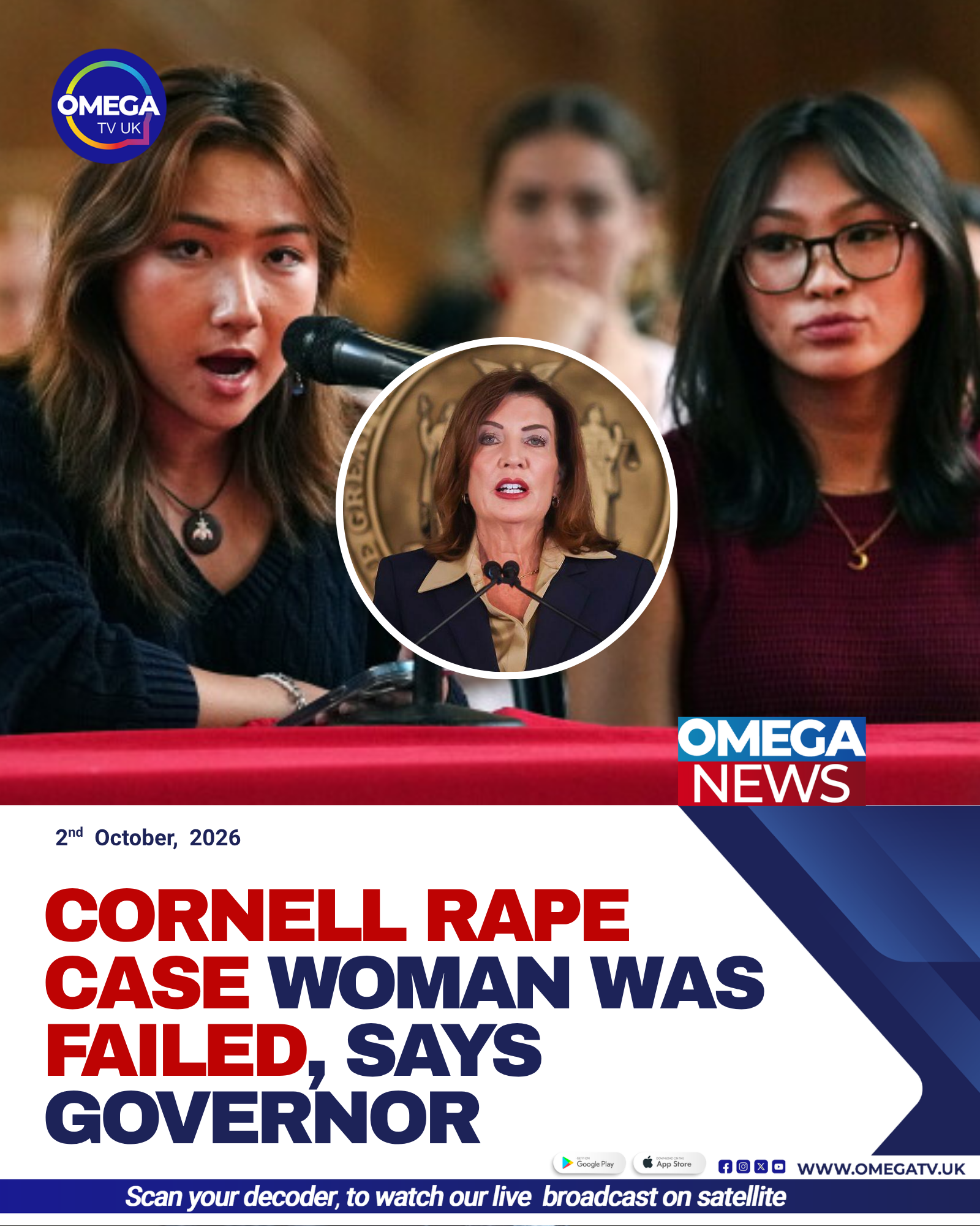 New York Governor Kathy Hochul speaks alongside Attorney General Letitia James about the investigation into alleged sexual assault at Cornell University.