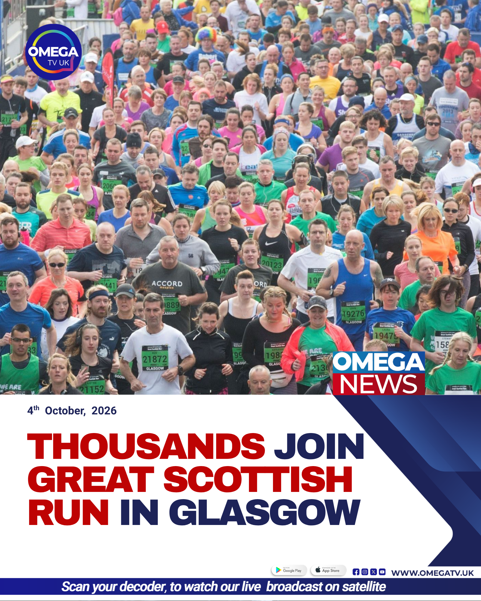 Thousands of runners gather in Glasgow for the Great Scottish Run, with participants preparing for the 10k and half marathon.