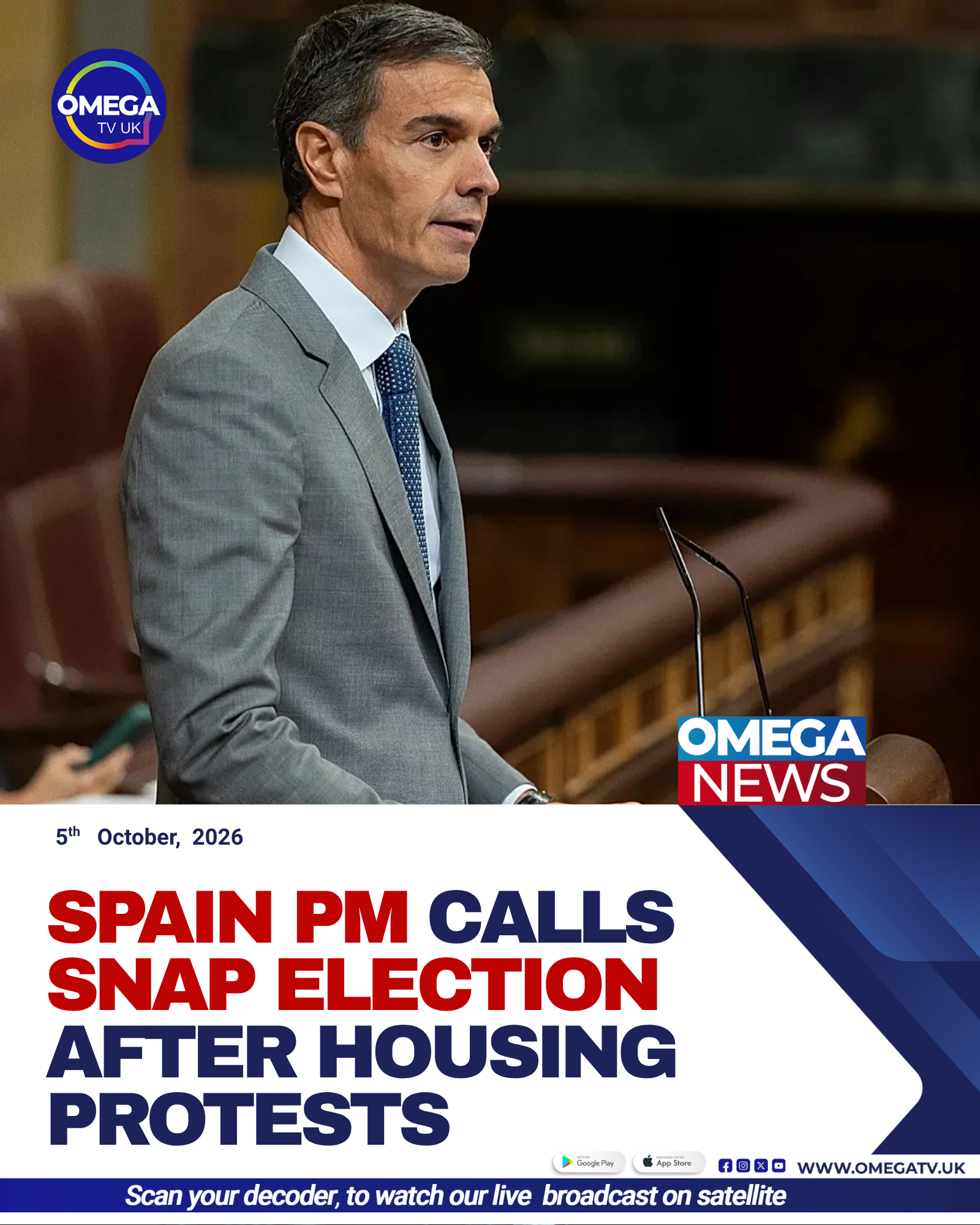 Spanish Prime Minister Pedro Sánchez speaks during a parliamentary session in Madrid as his government faces pressure over the housing crisis.