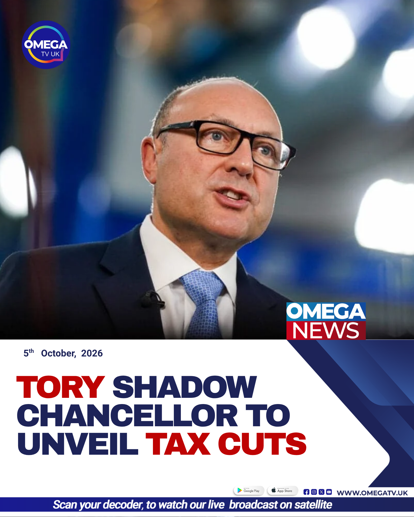 Conservative shadow chancellor Andrew Griffith speaks about the party’s economic plans during the Conservative Party conference.