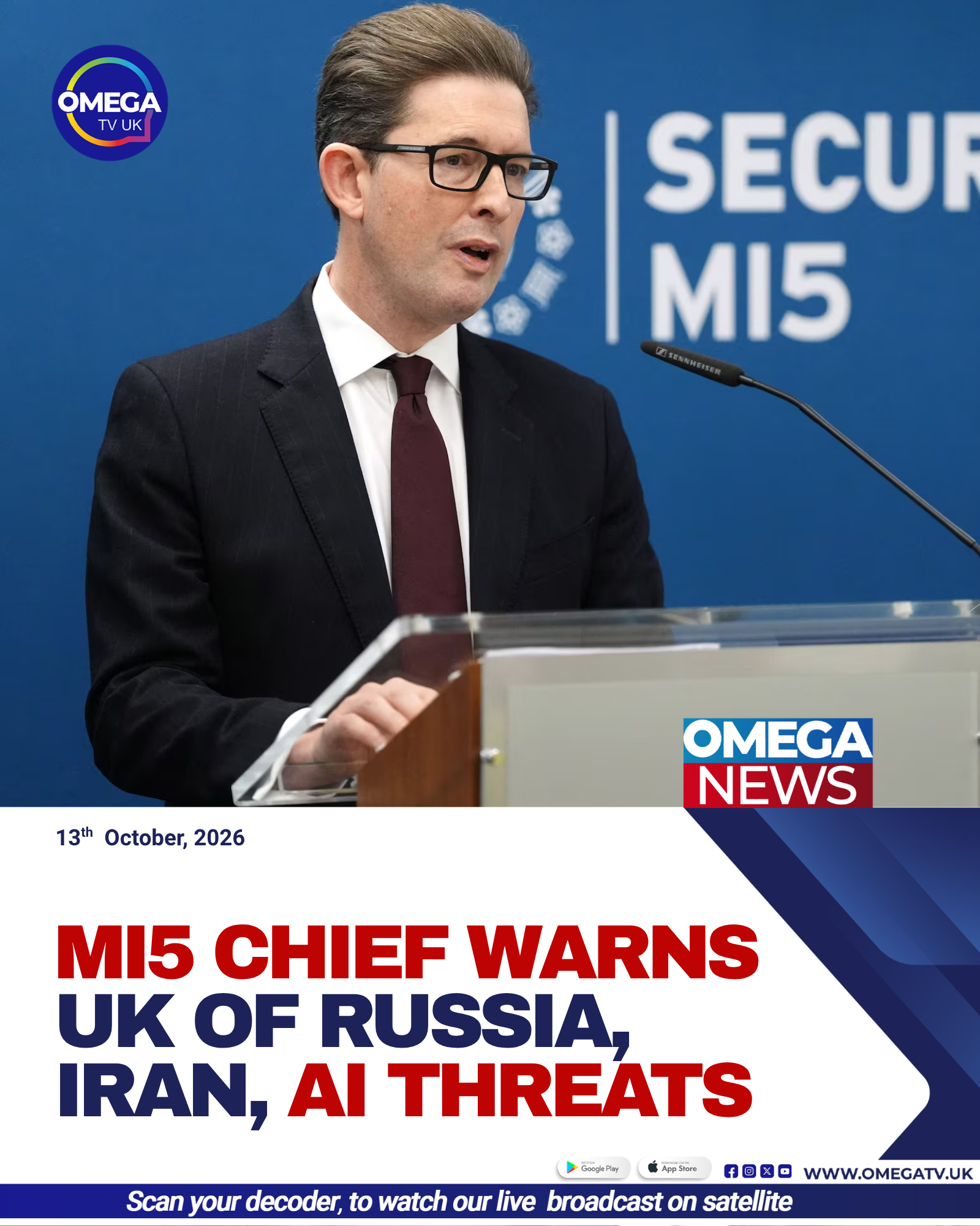 MI5 chief Sir Ken McCallum warns of growing national security threats from Russia, Iran, terrorism and artificial intelligence.