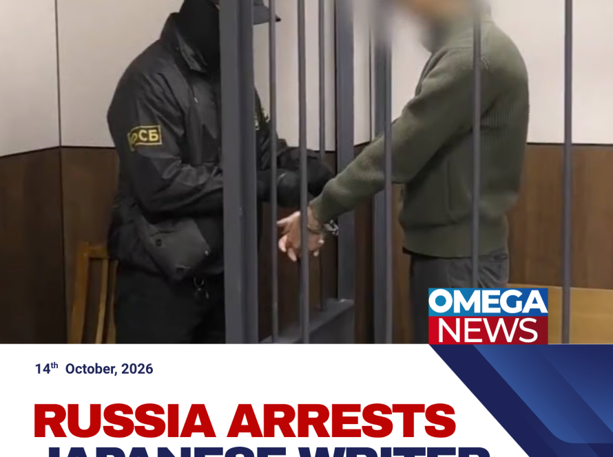 Russian security officers escort a detained Japanese journalist during an espionage investigation in Moscow.