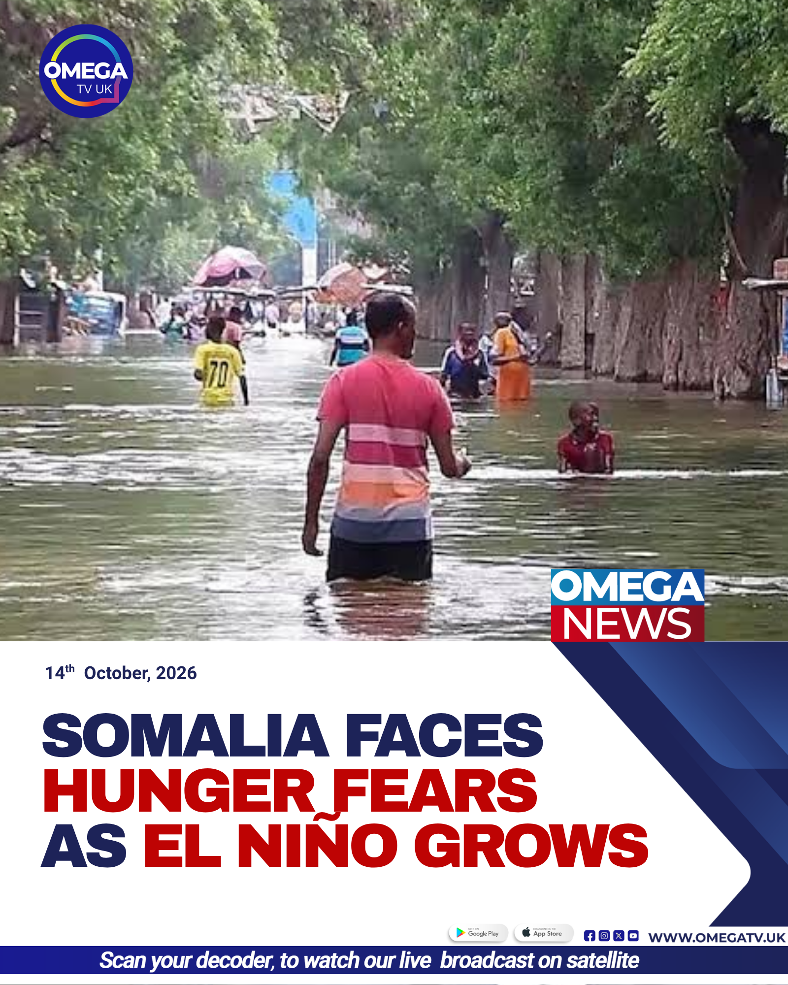 Somali farmers and displaced families face growing risks of flooding, crop losses and hunger as El Niño strengthens.