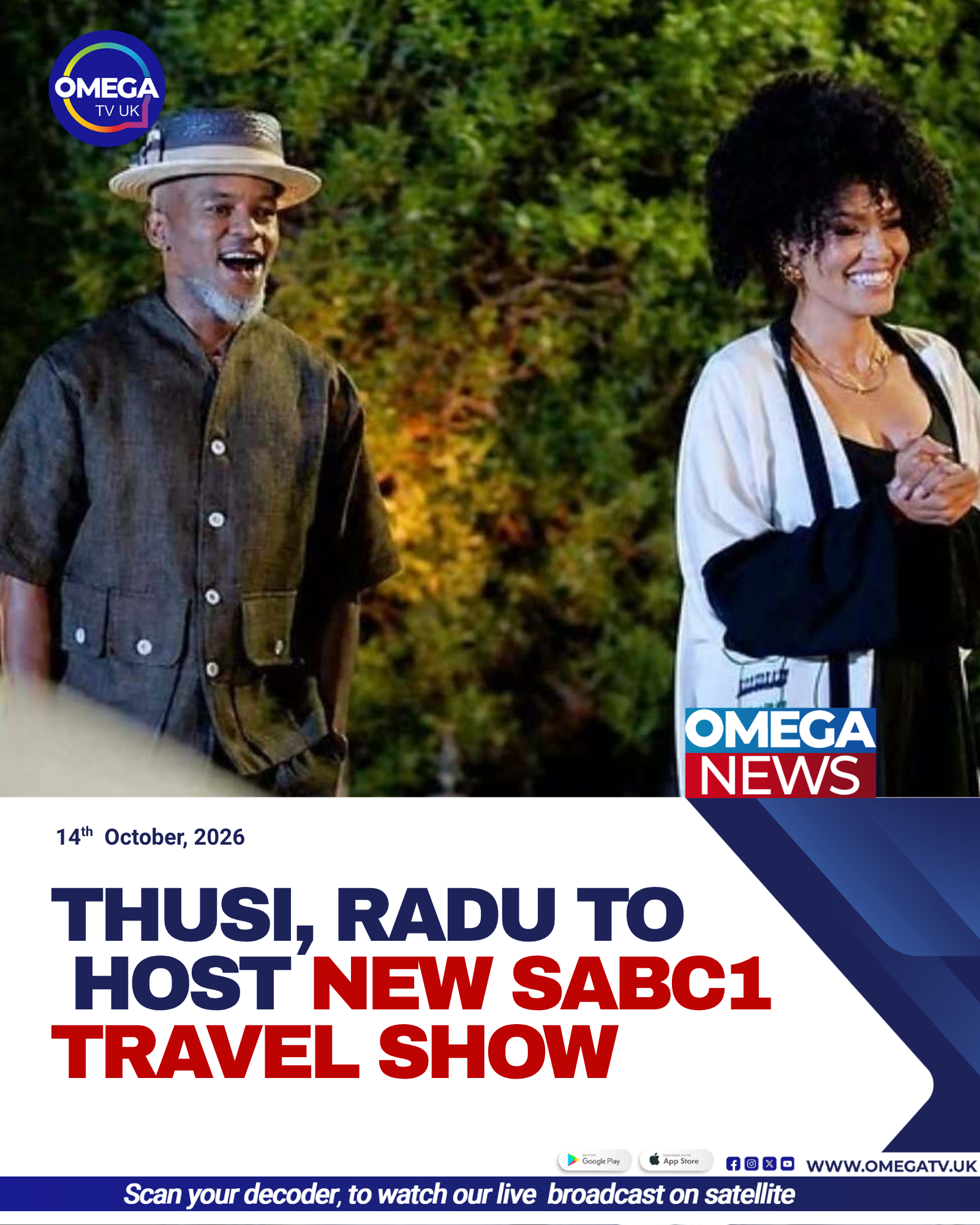 Pearl Thusi and Lungile Radu announced as hosts of SABC1 domestic tourism series Just Travel SA.