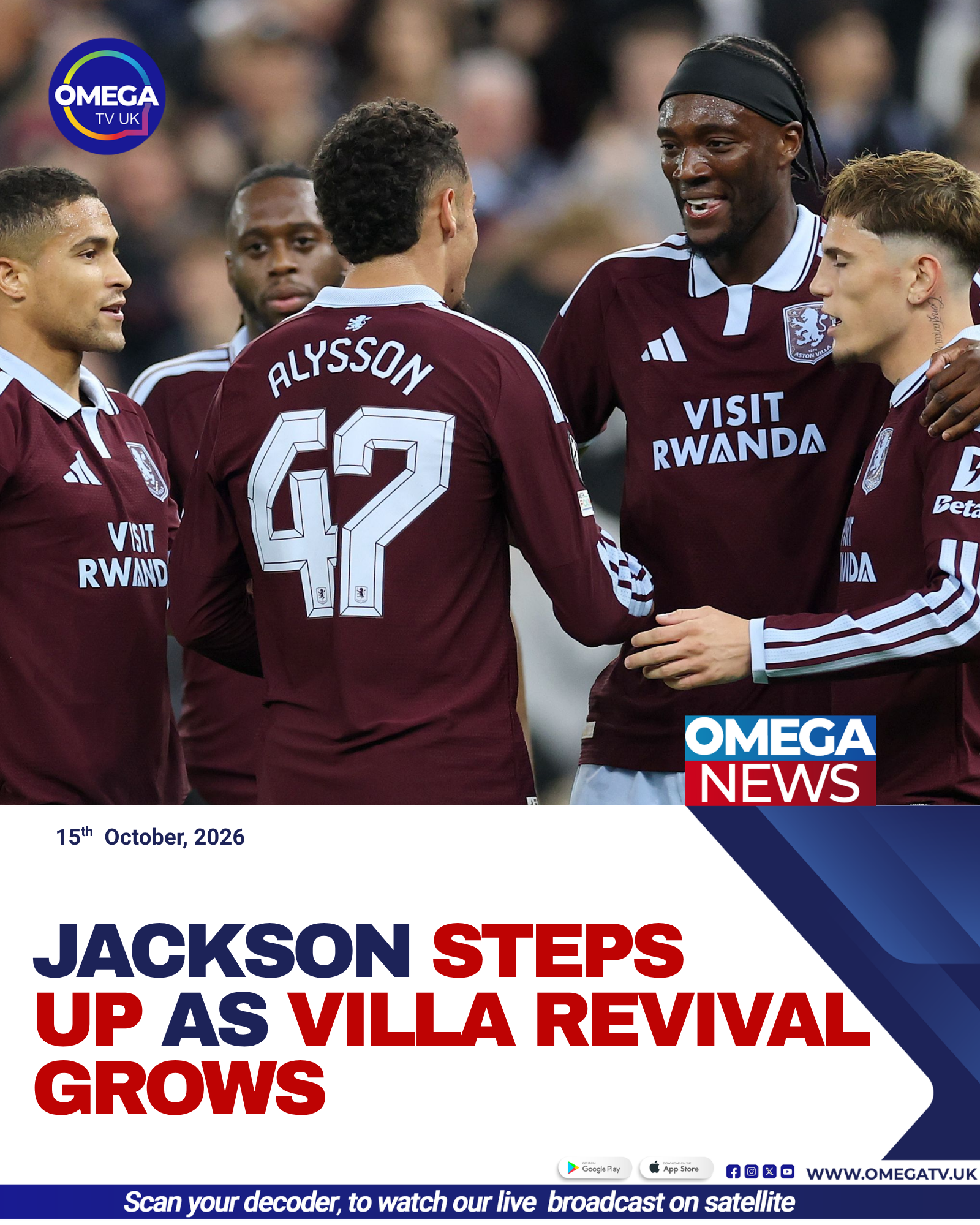 Nicolas Jackson celebrates after scoring for Aston Villa during their 6-0 Champions League victory over Fenerbahce.