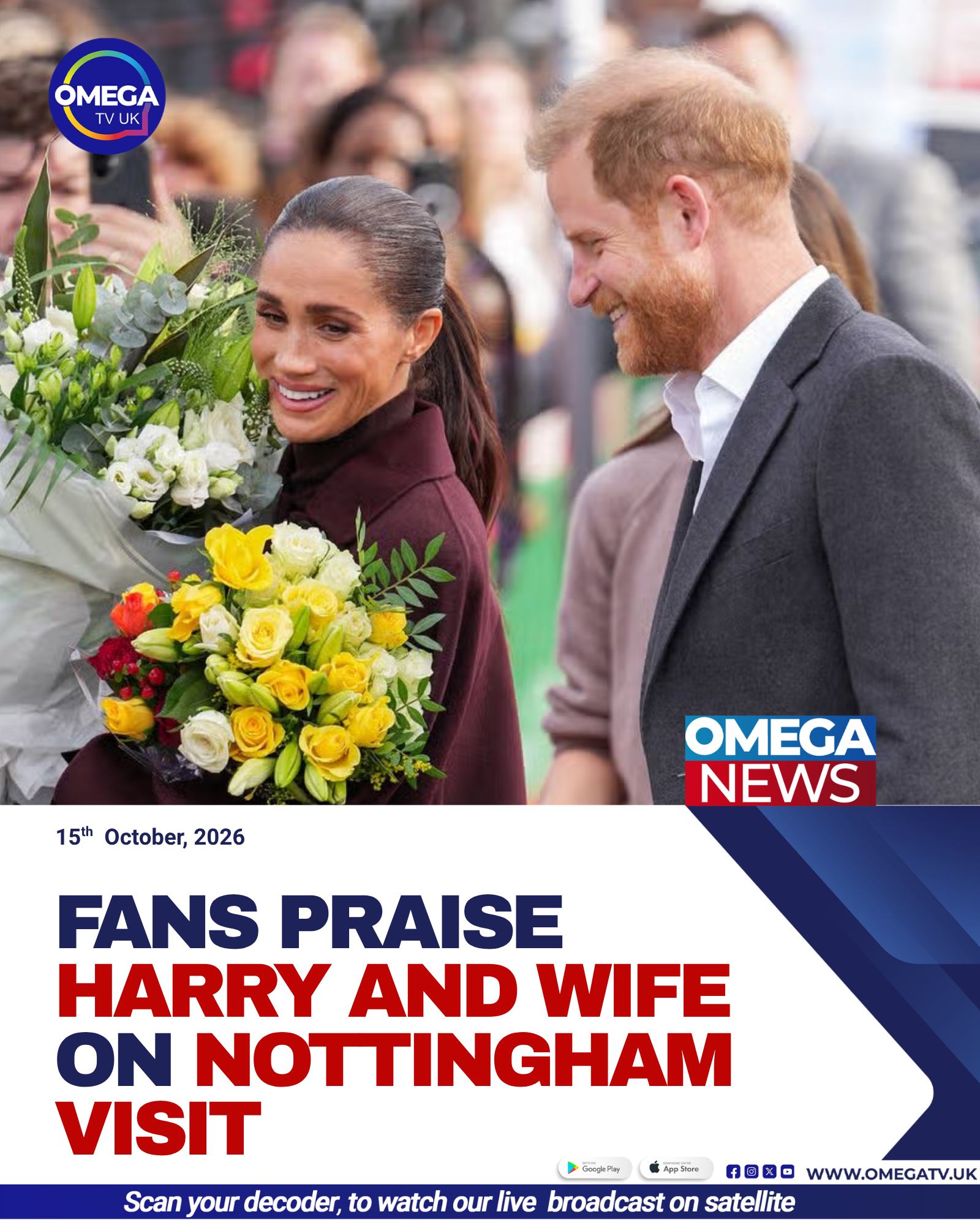 Prince Harry and Meghan Markle greet cheering supporters during a joint visit to charities and community projects in Nottingham.
