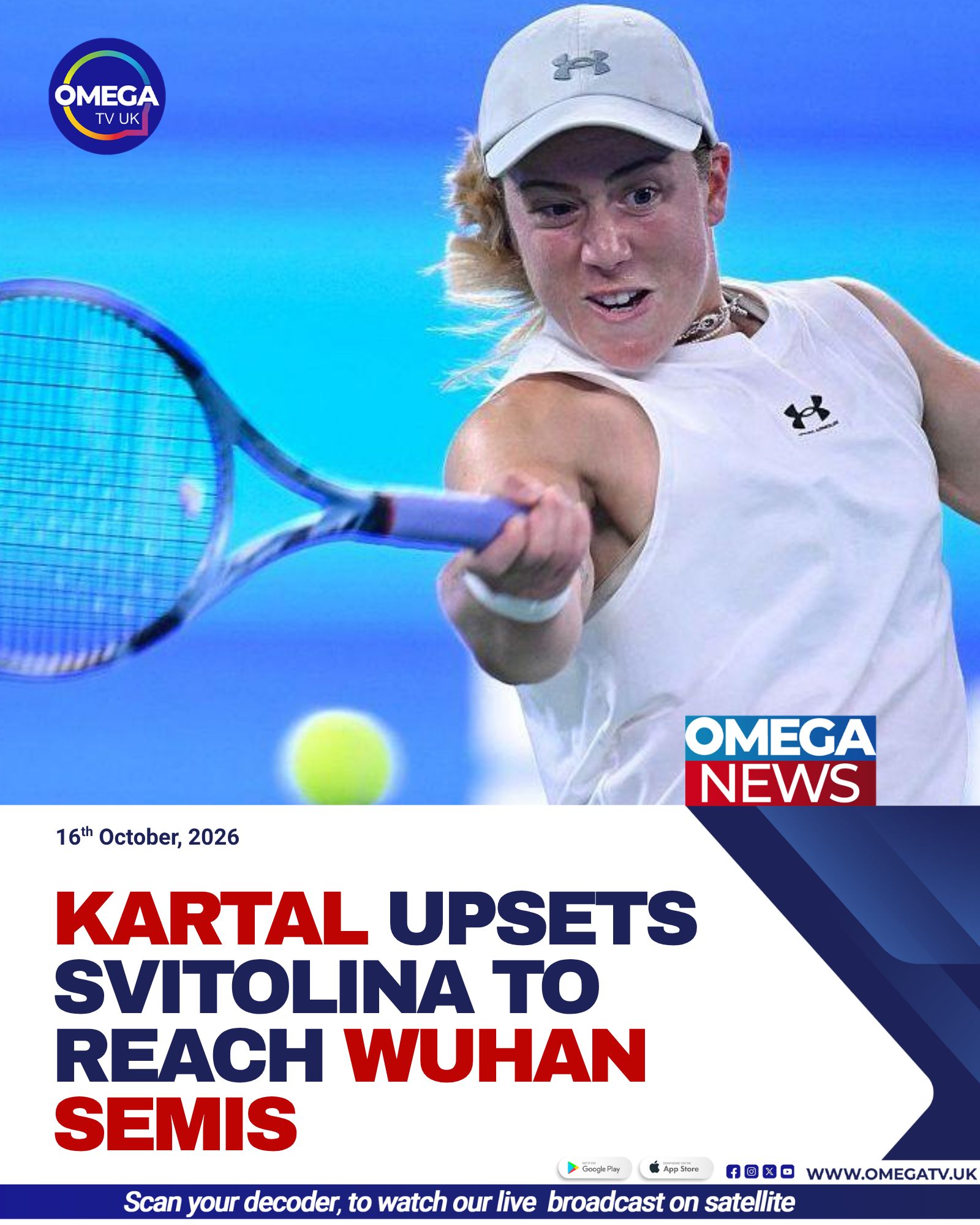 British tennis player Sonay Kartal celebrates reaching the Wuhan Open semi-finals after defeating fifth seed Elina Svitolina.