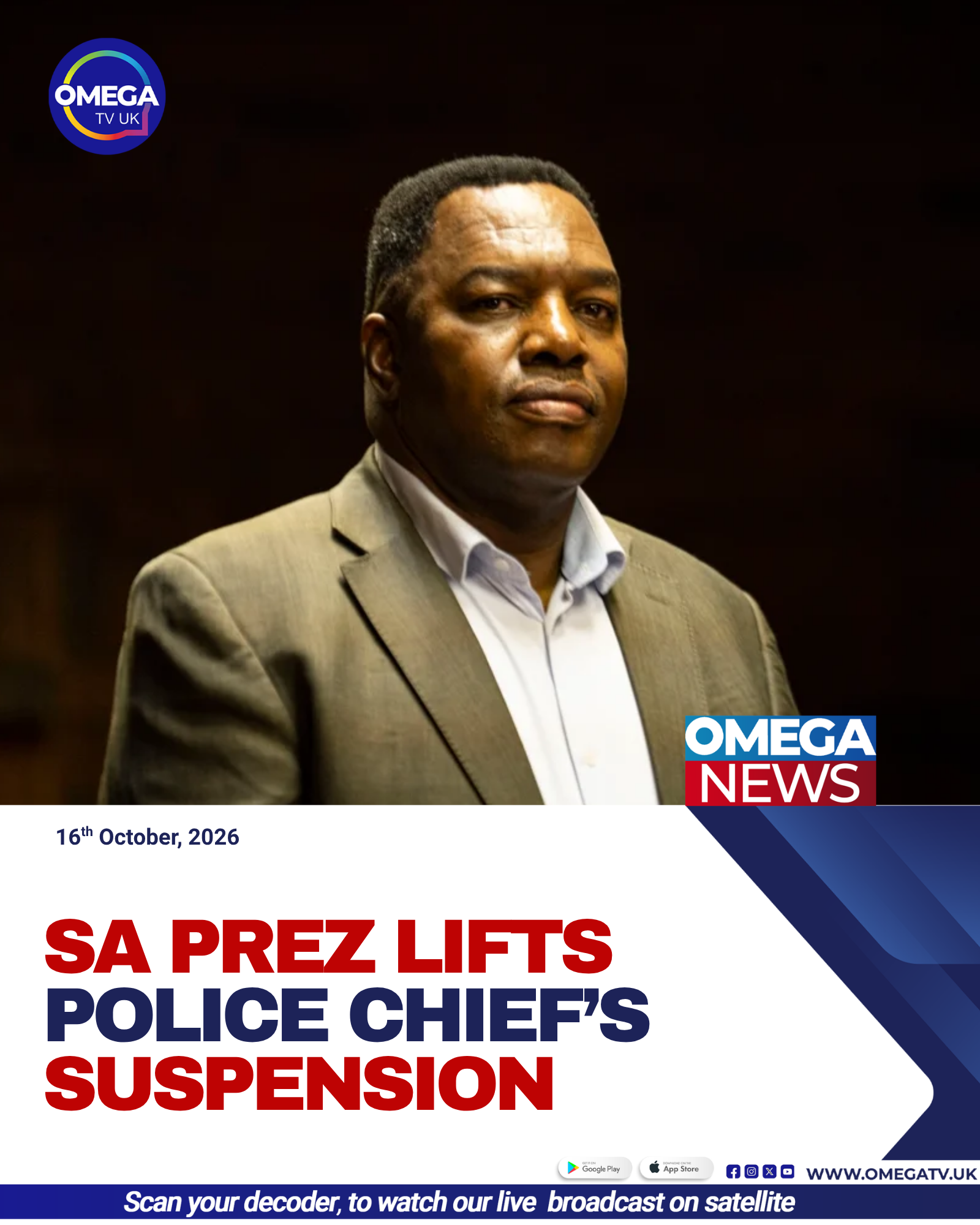 South African President Cyril Ramaphosa lifts the suspension of national police commissioner Fannie Masemola after charges against him were withdrawn.