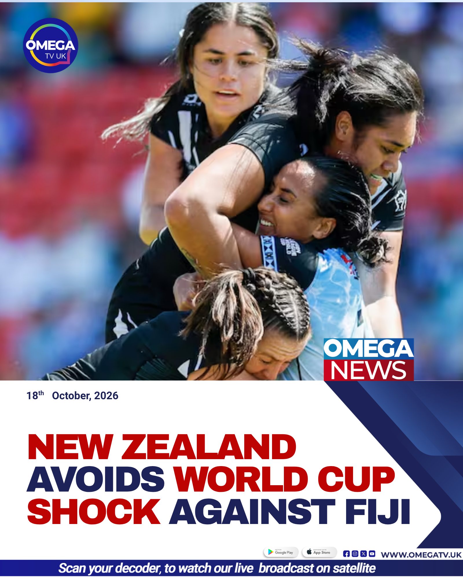New Zealand and Fiji women’s rugby league players compete during their closely contested World Cup opening match in Newcastle.
