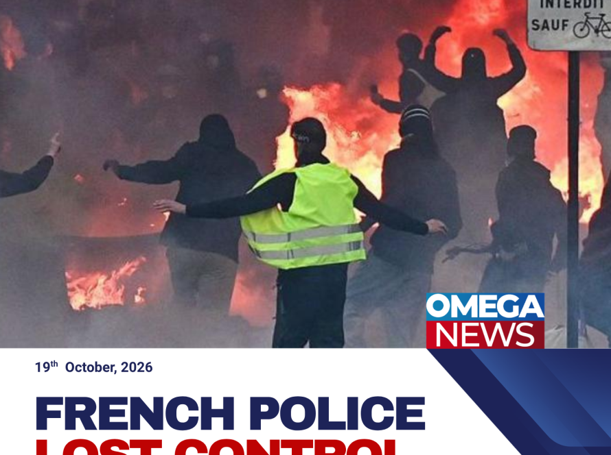 French police officers patrol a street in Paris amid protests, looting and clashes during a weekend of unrest.