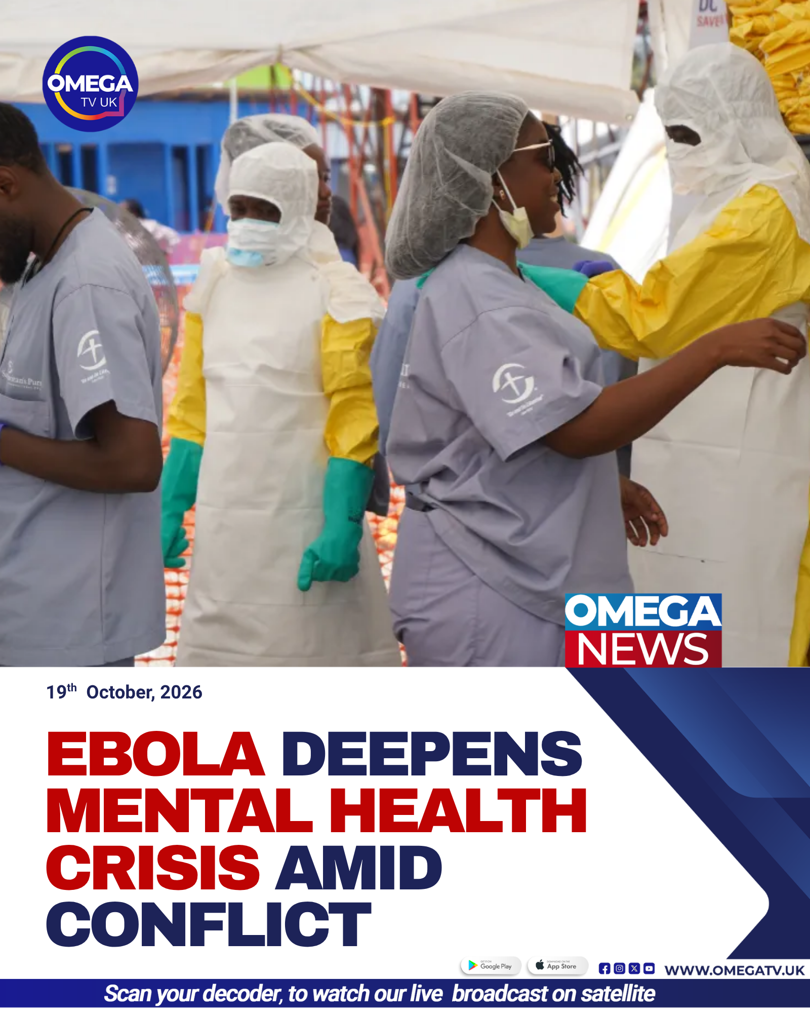 A health worker provides mental health support to a person affected by the Ebola outbreak in Bunia, eastern Democratic Republic of Congo.