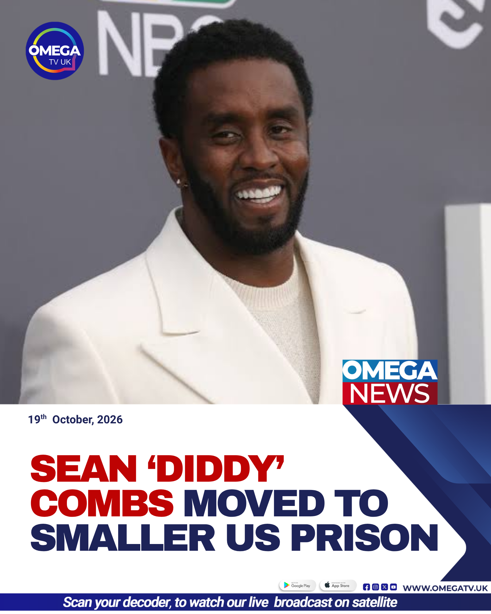 Sean “Diddy” Combs, the American music producer transferred from Fort Dix prison in New Jersey to a smaller federal facility in Pennsylvania.