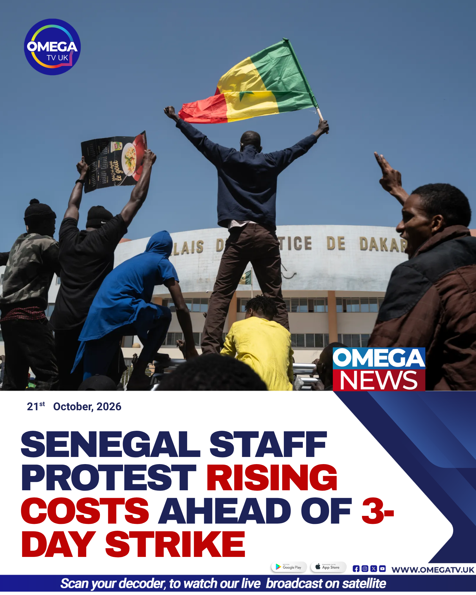Trade union members march in Dakar to demand action on rising living costs and the implementation of previous agreements.