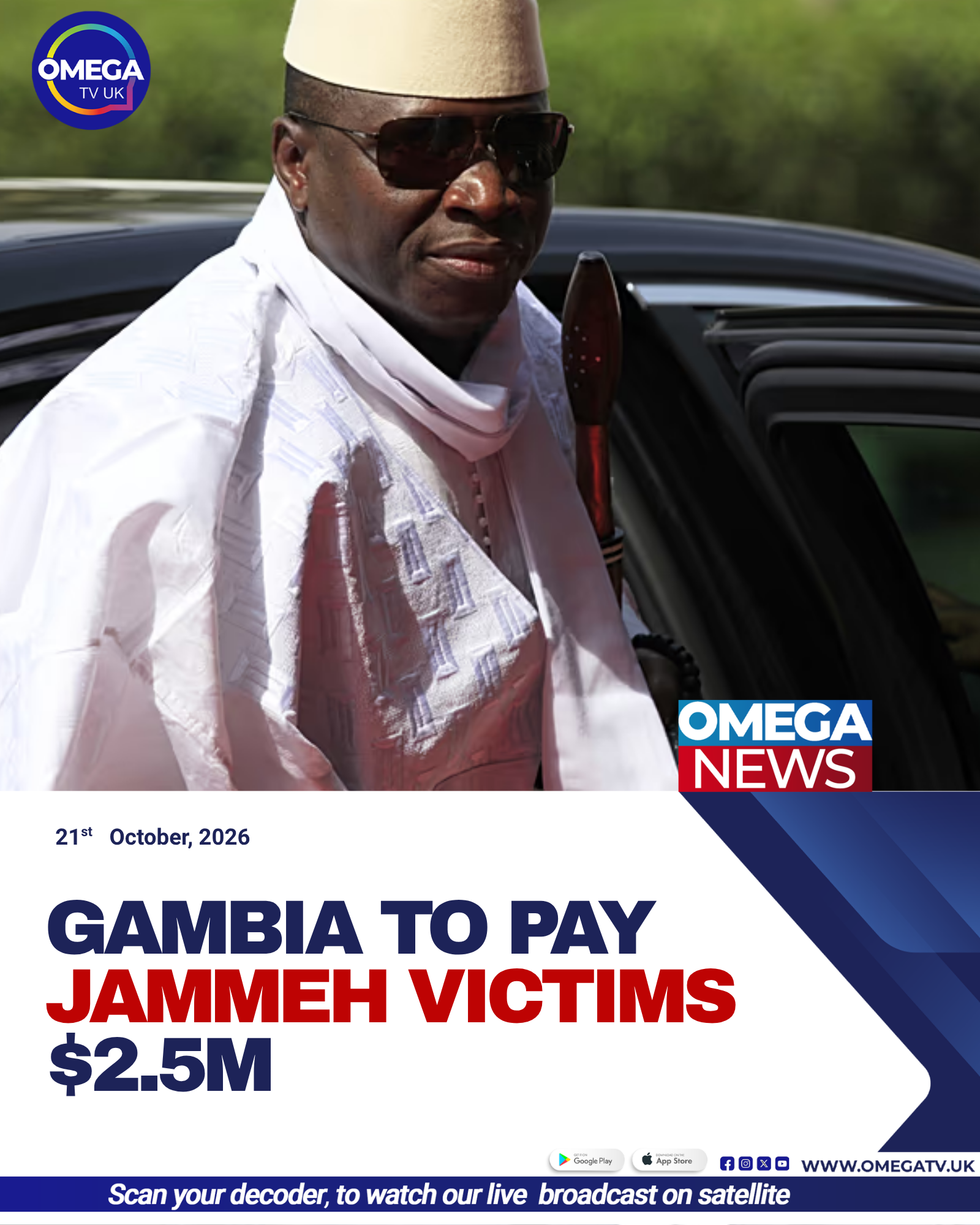 Former Gambian president Yahya Jammeh, whose US property sale proceeds will fund reparations for victims of his rule.