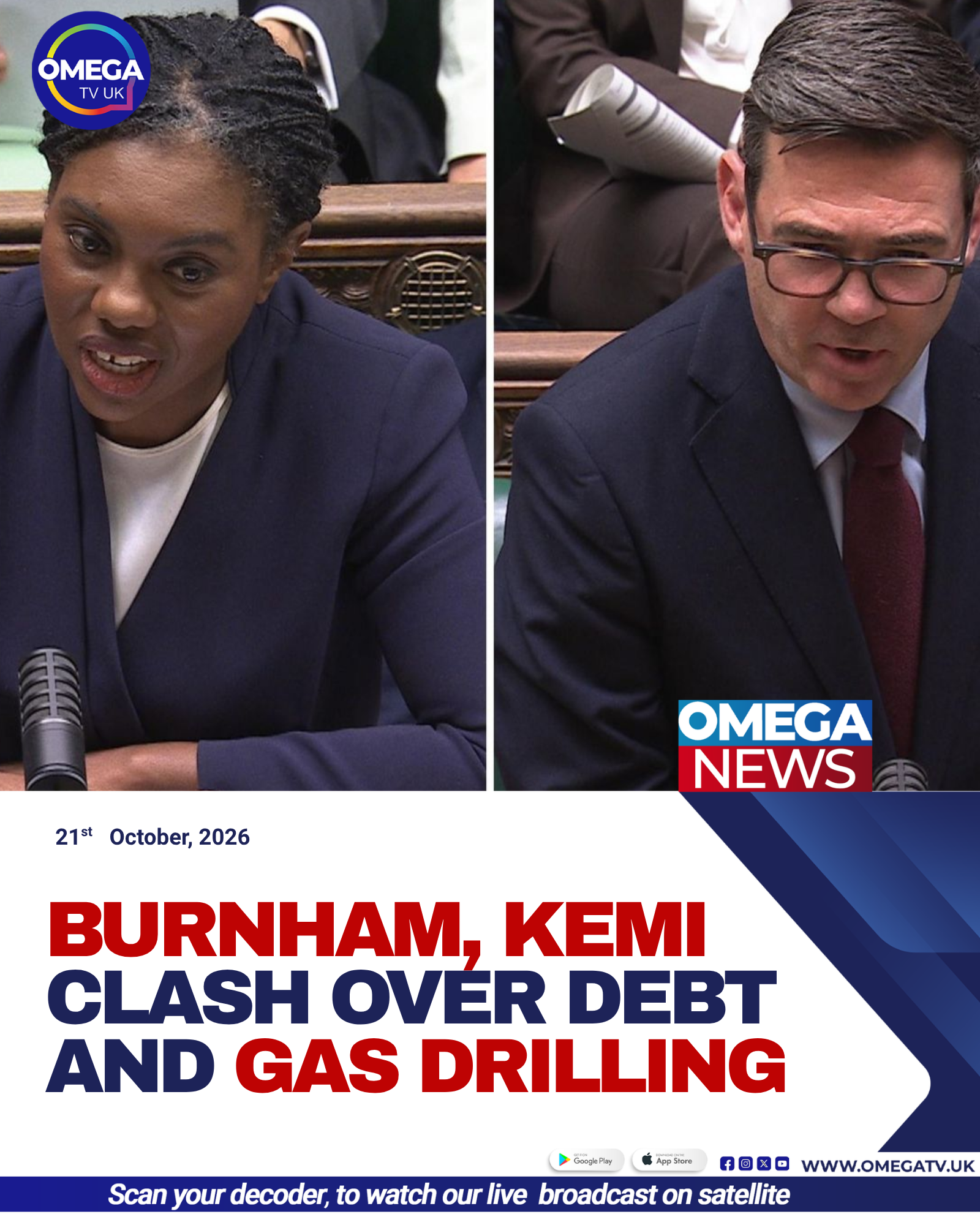 Andy Burnham and Kemi Badenoch exchange criticism over inflation, government borrowing and North Sea gas drilling.