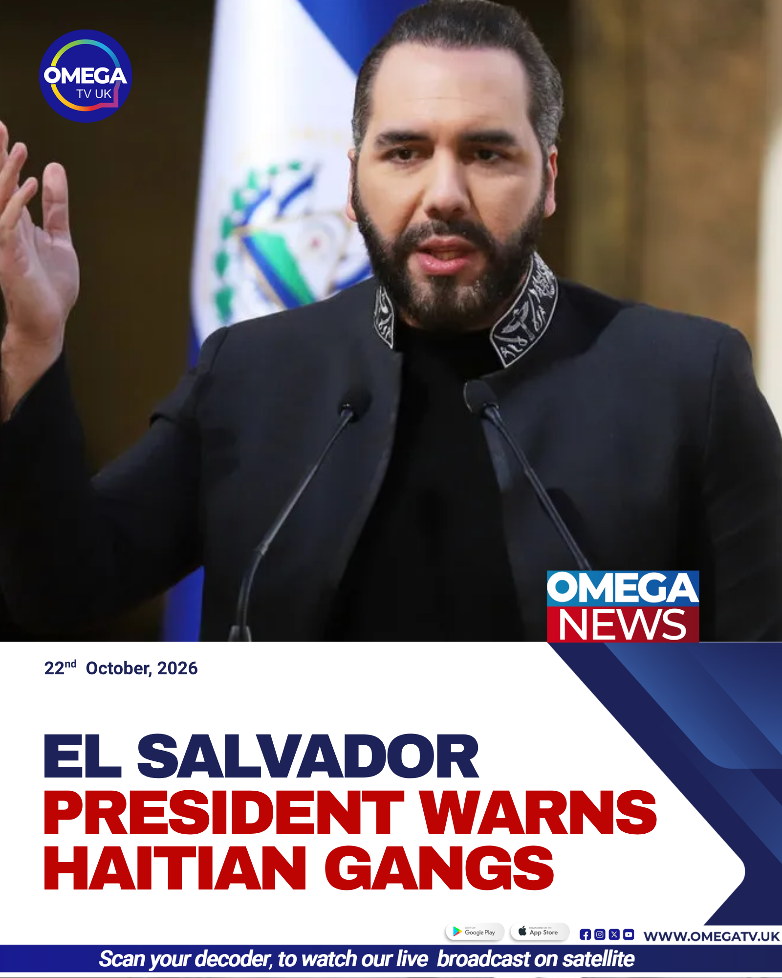 President Nayib Bukele of El Salvador, who announced a military operation to rescue four personnel missing after an ambush in Haiti.